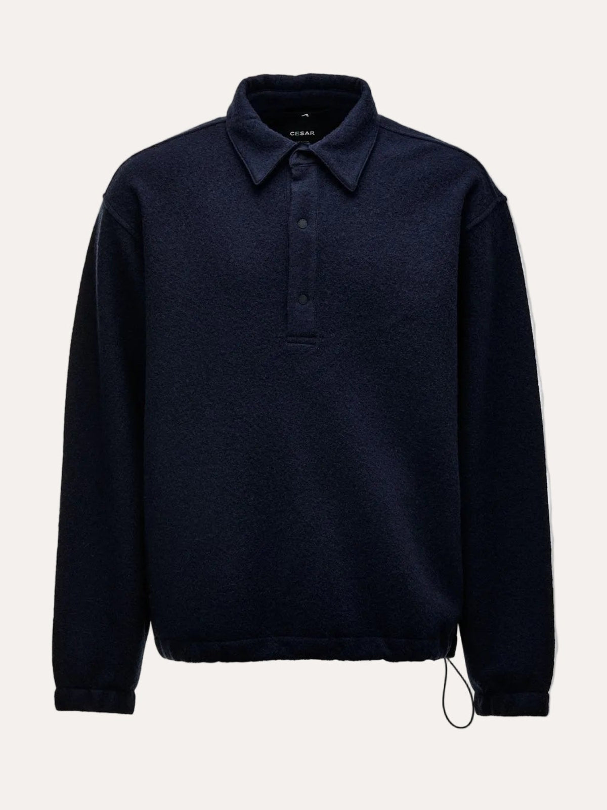 Cesar Equipment Oakdale Boiled Wool Shirt Navy - packshot forfra