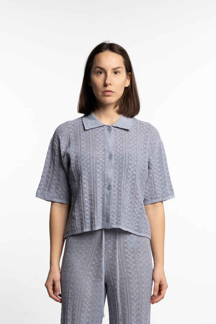 Kelp Crochet Shirt- Blue Mix