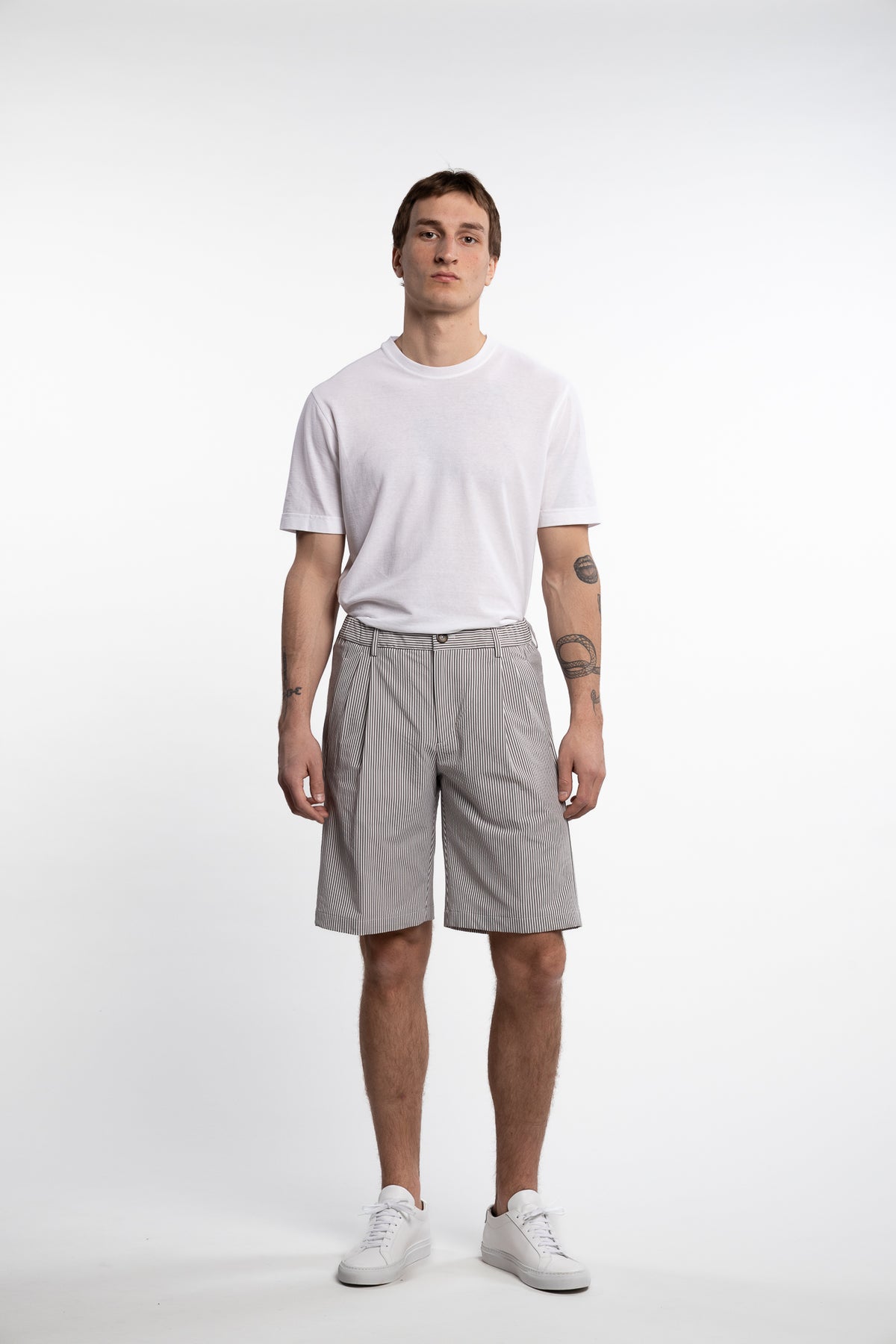 Bermuda Pleated Shorts Stripes