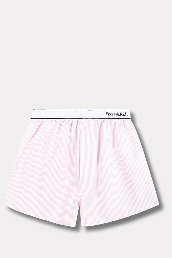 Serif Logo Oxford Boxer- Pink/white Thin Stripe