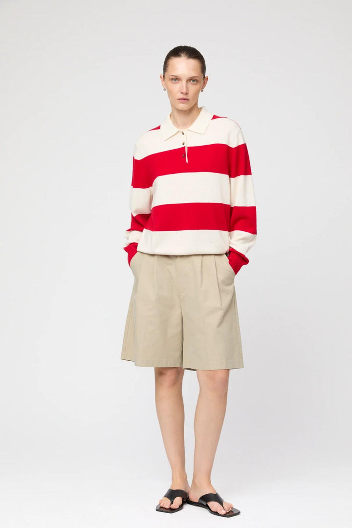 Estate Pique Sweater- Red Macademia Stripe