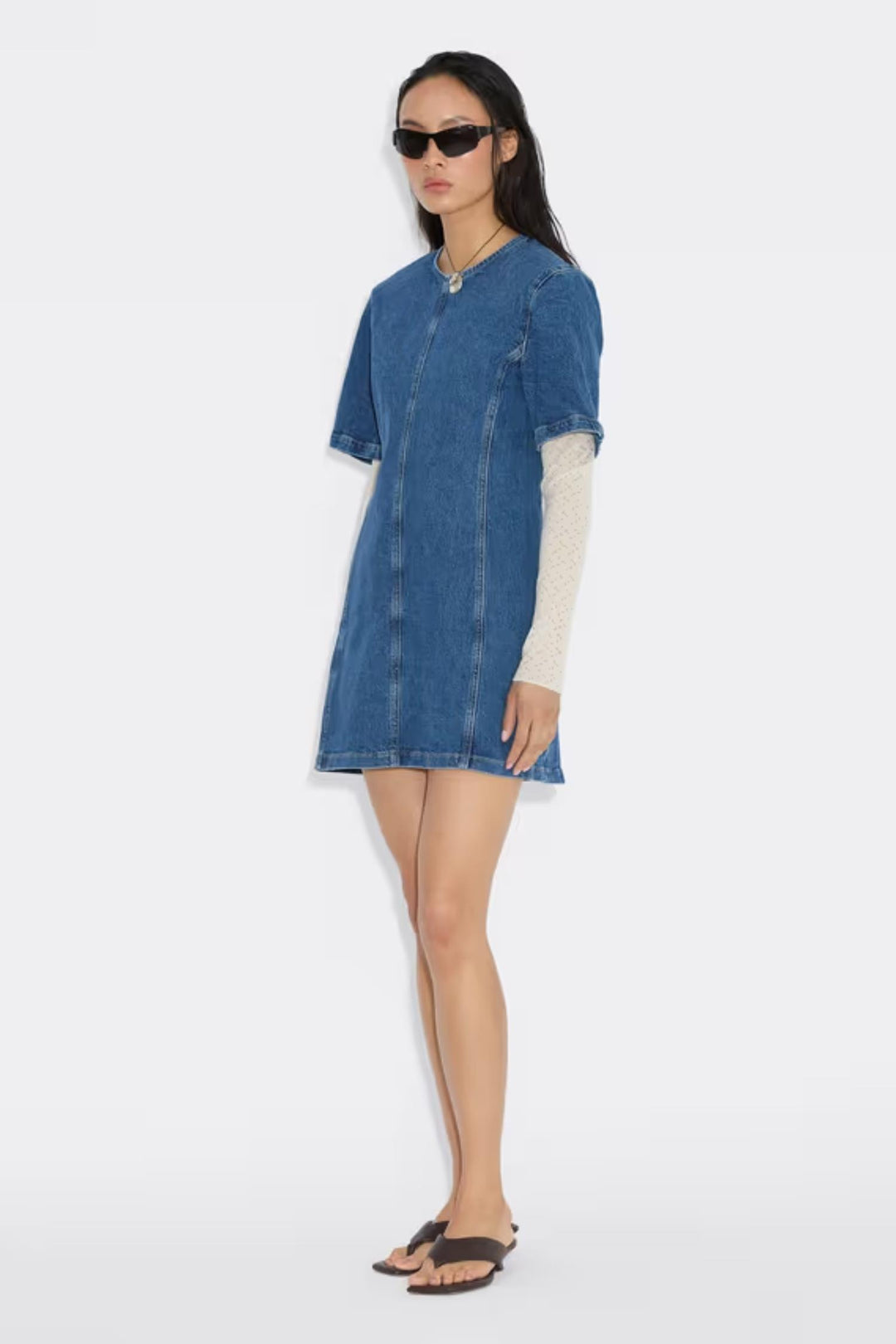 Short Denim Dress - Blue