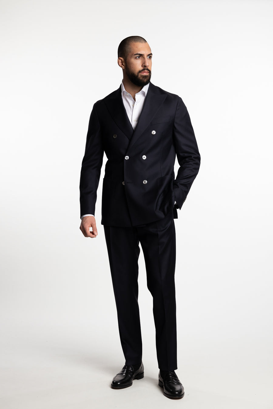Palermo Slim Fit Wool Trousers Ink Blue