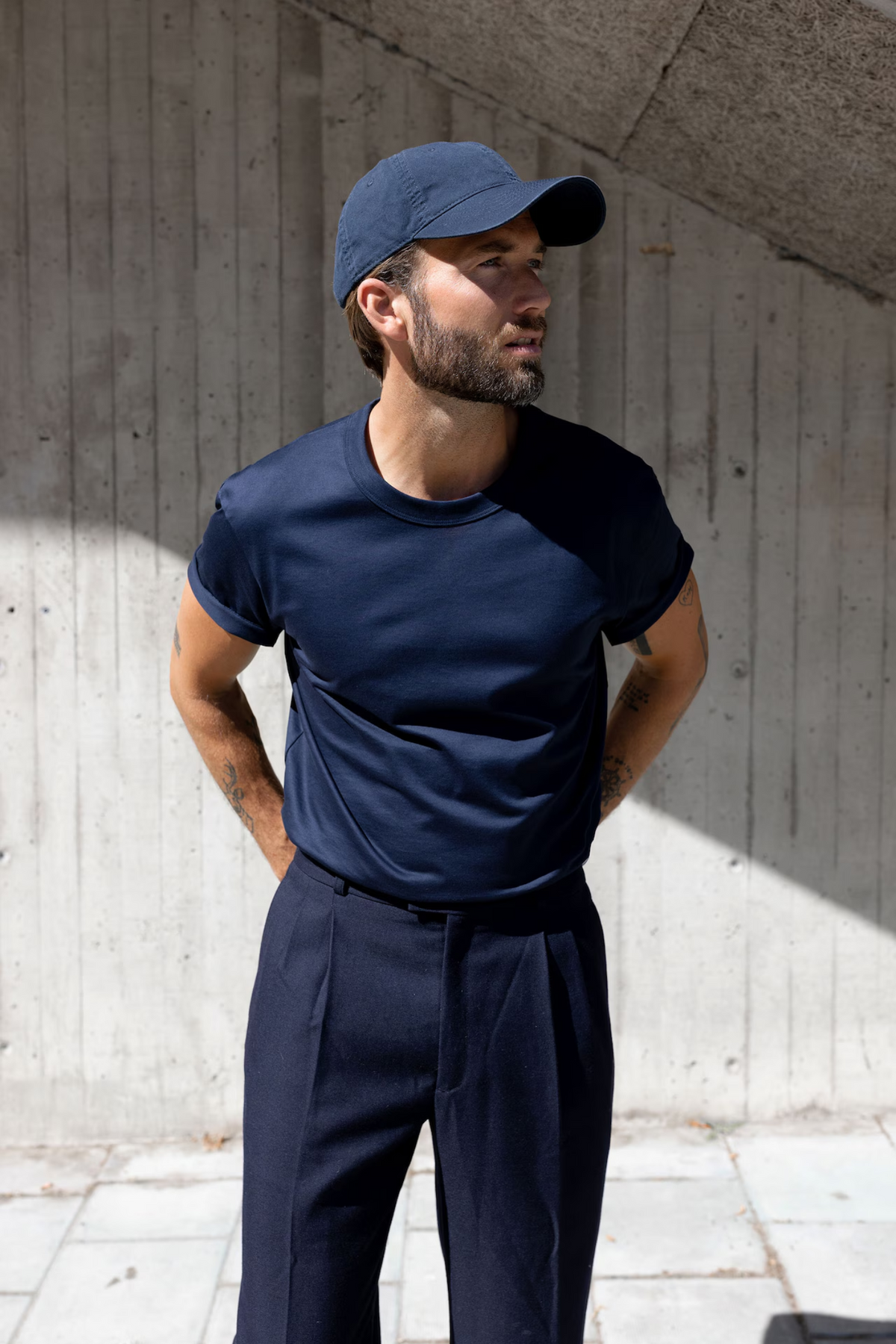 Pima Cotton Crew Neck T-Shirt Navy Blue