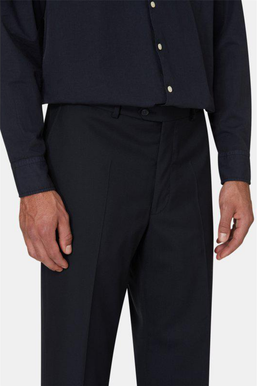 Del S Straight Fit Wool Trousers Navy