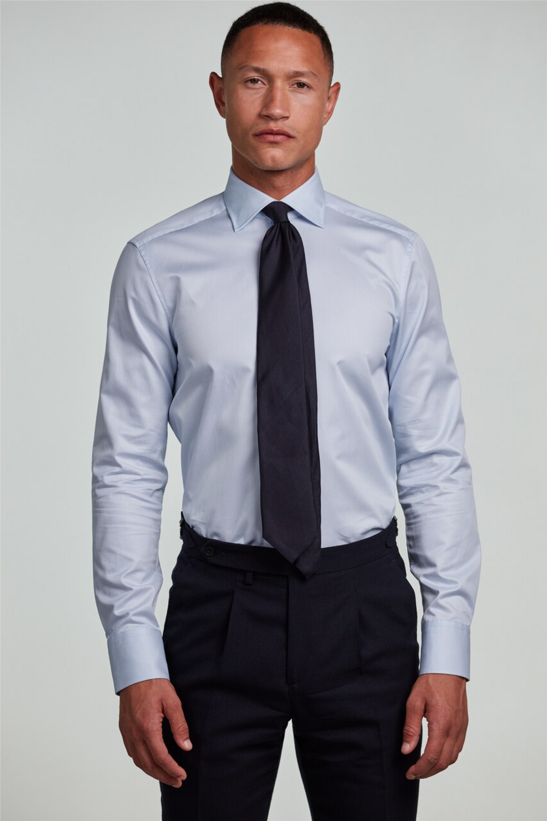 Regular Pinstriped Twill Shirt Light Blue