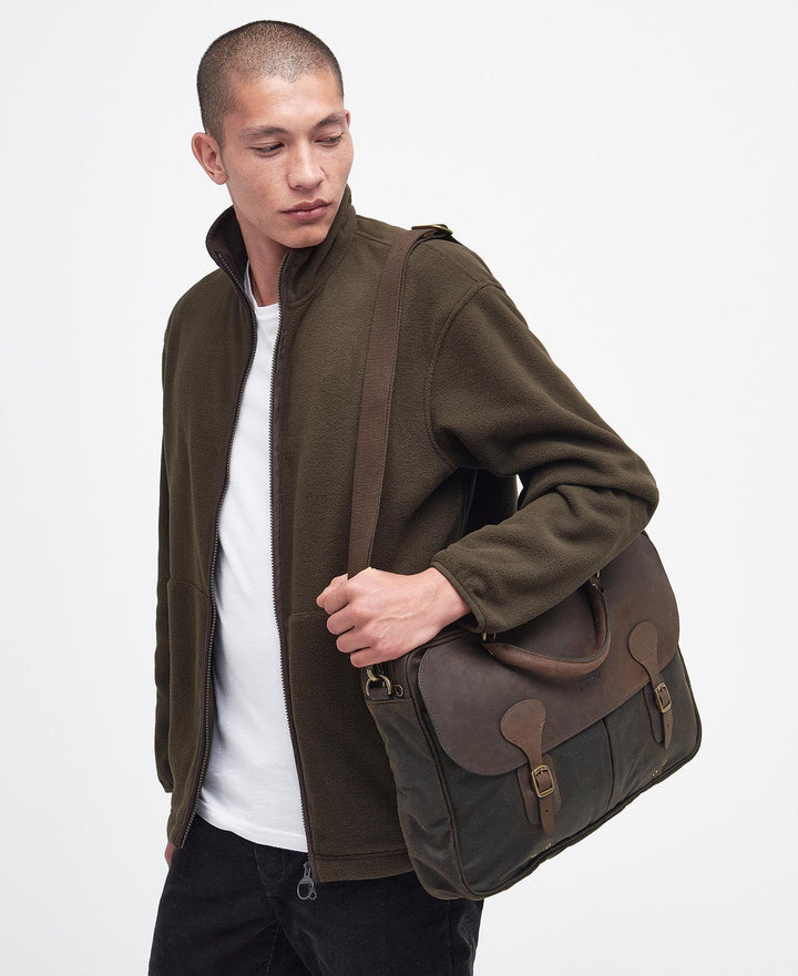 Wax Leather Briefcase Olive