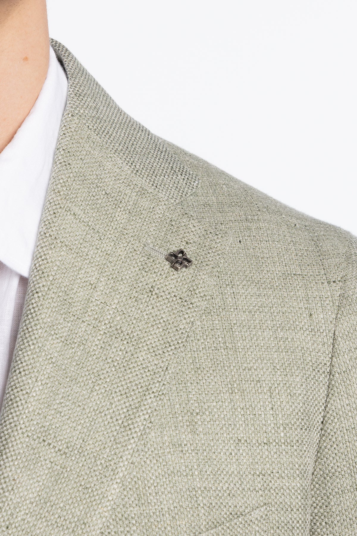 Linen/Wool Slim Fit Blazer Light Green