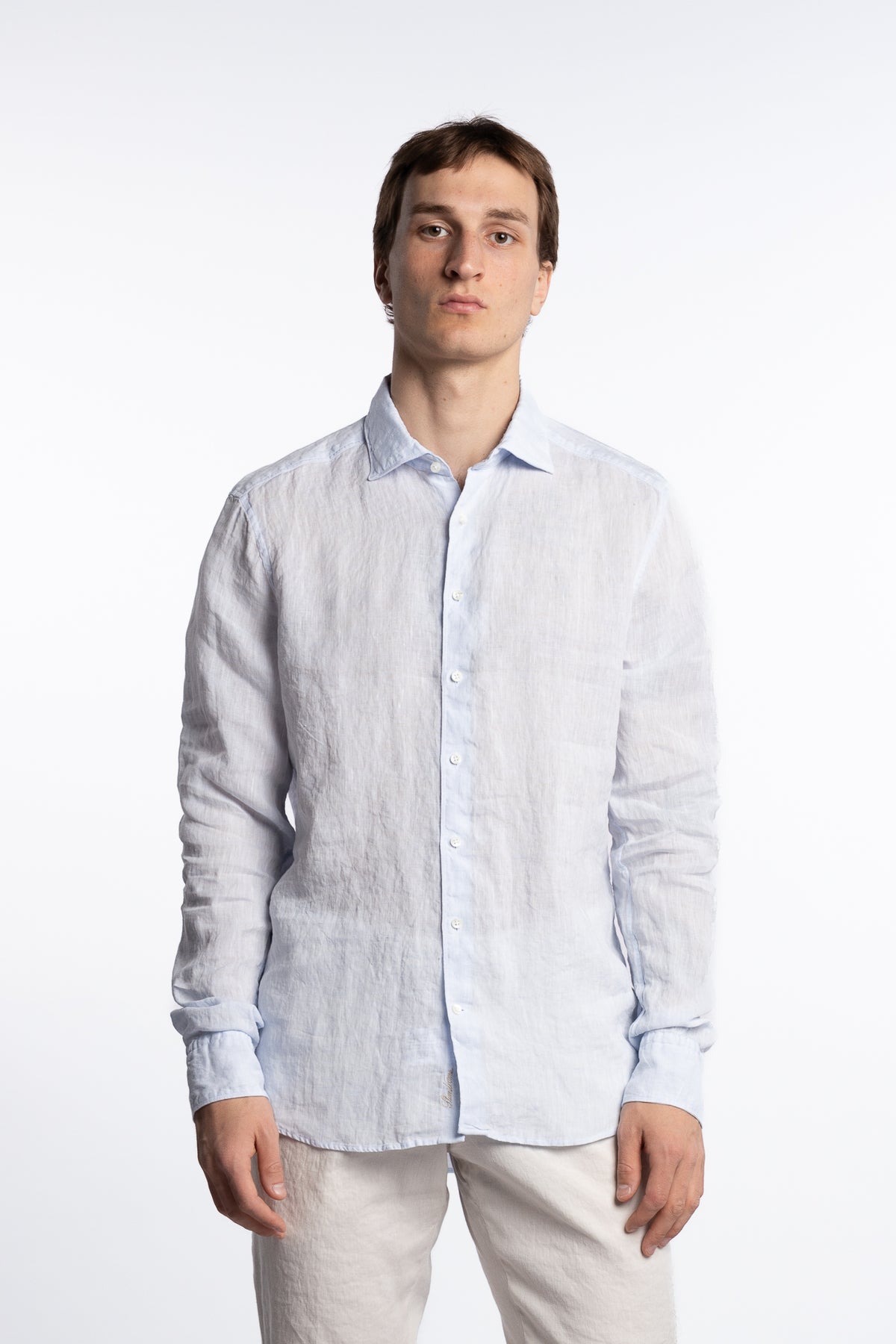 Slimline Linen Shirt Light Blue
