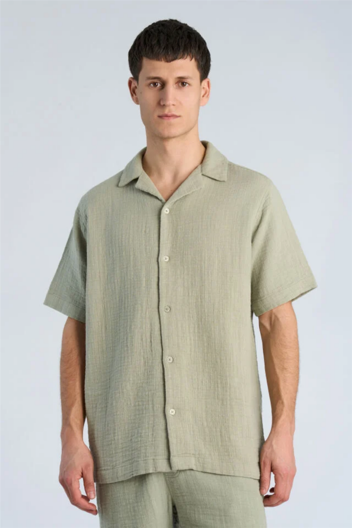 Cotton Muslin Resort Shirt S/S Dusty Olive