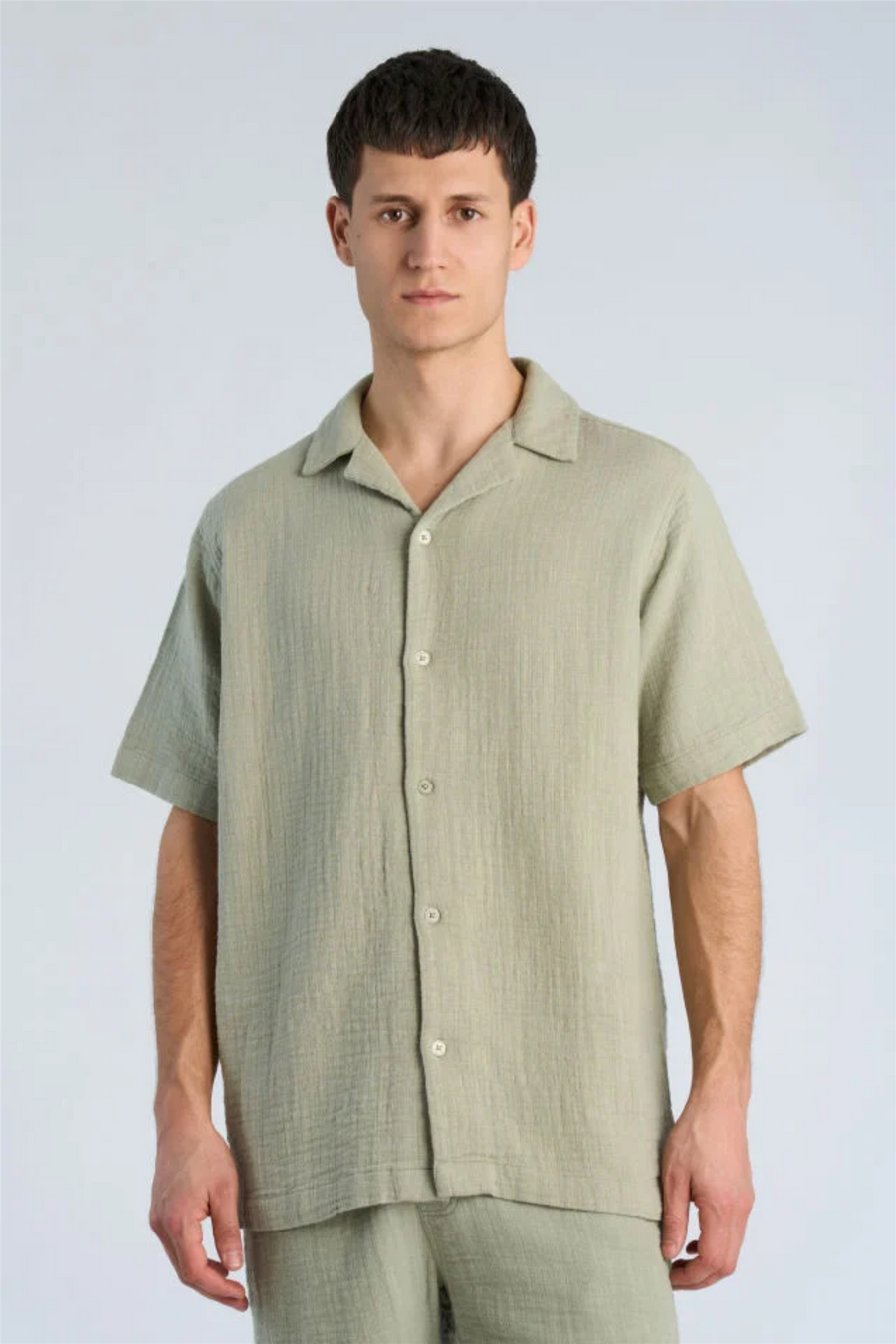 Cotton Muslin Resort Shirt S/S Dusty Olive
