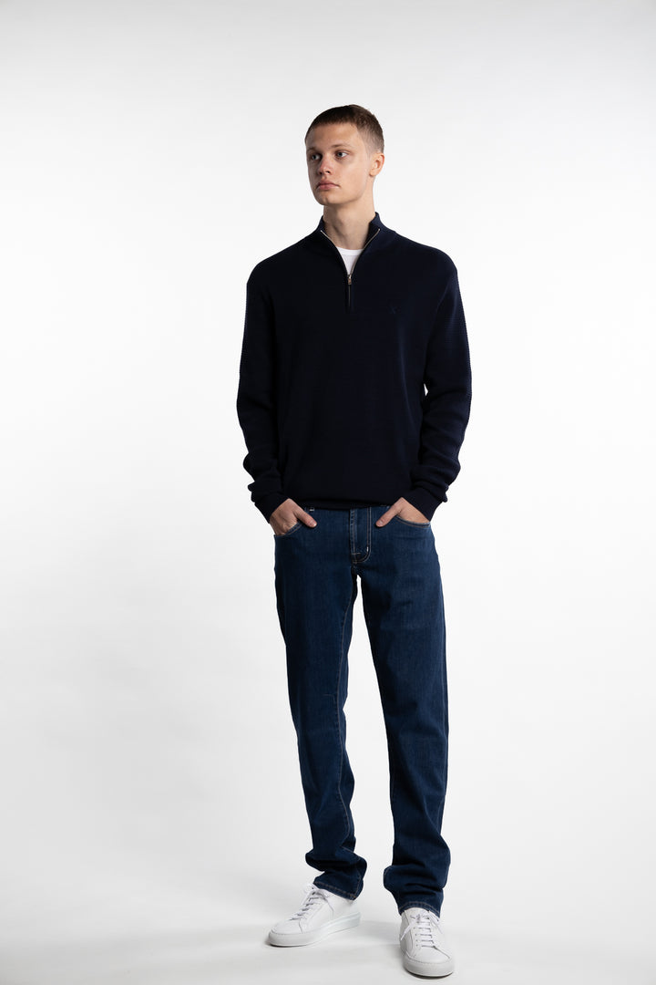 Oscar Half-Zip Knitted Jumper Navy