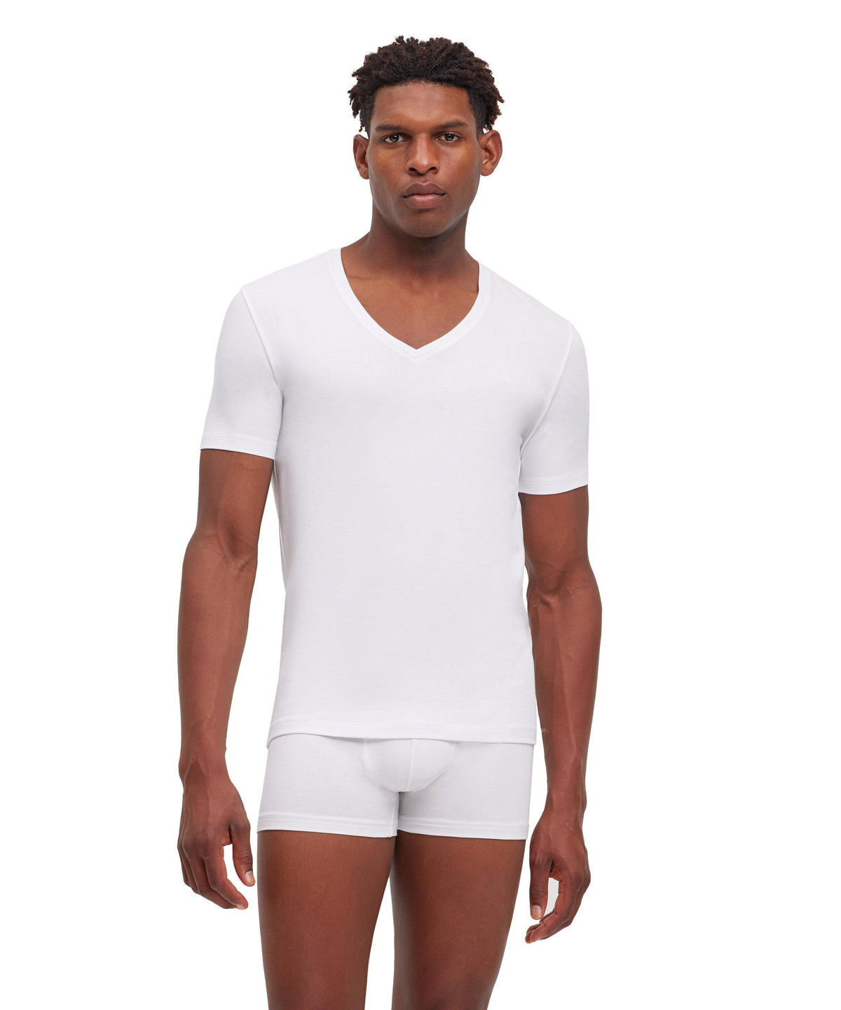 UW Comfort Deep V-Neck White