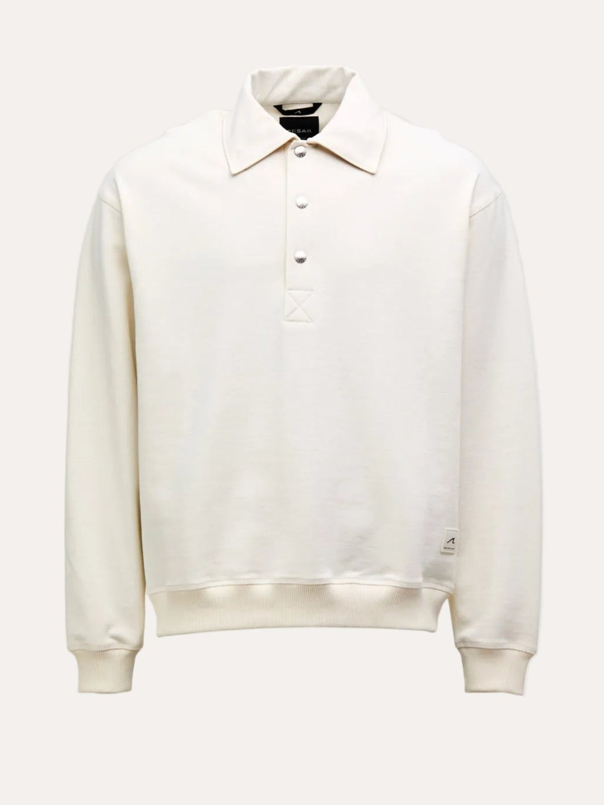 Cesar Equipment Cleggan Half Button Sweat Off White - packshot forfra
