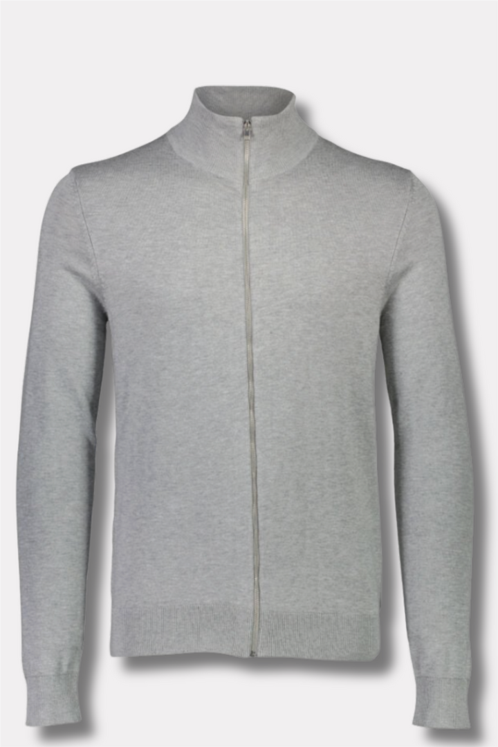 Ecovero Zip Cardigan Grey Stone Mix