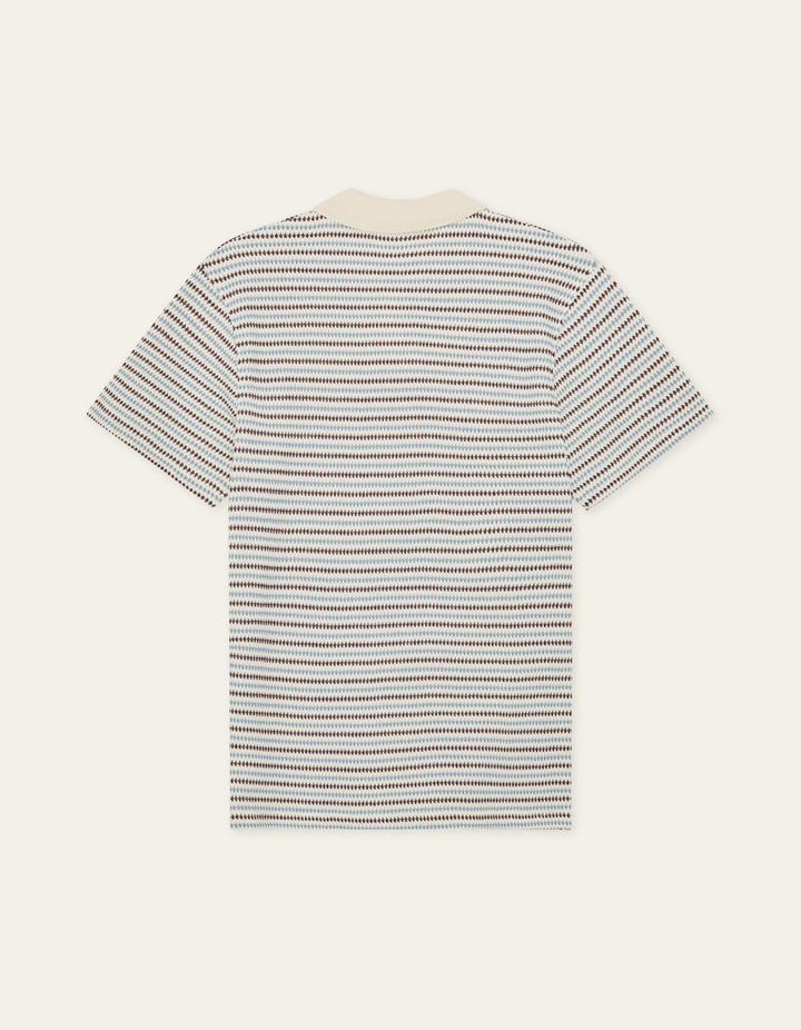 Knitted Stripe Polo Eggnog White – back