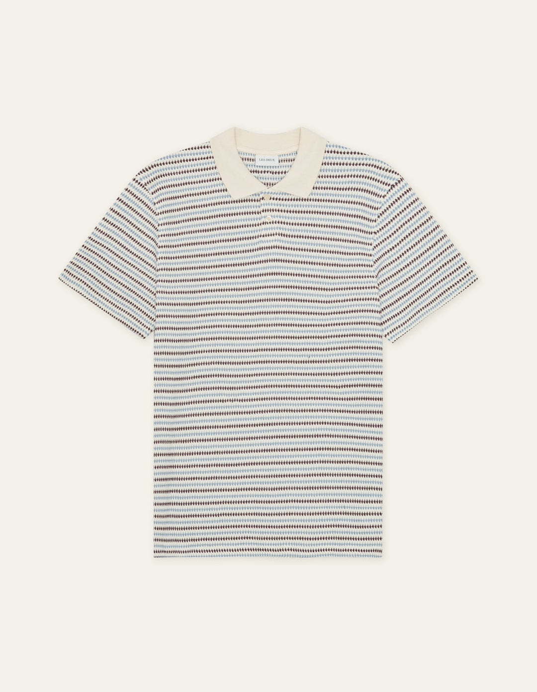 Knitted Stripe Polo Eggnog White – front
