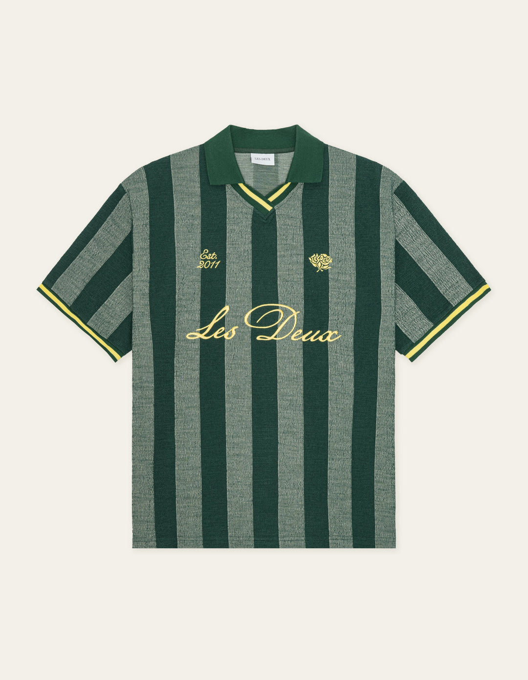 Stripe Jacquard Football Jersey Pine Green – front