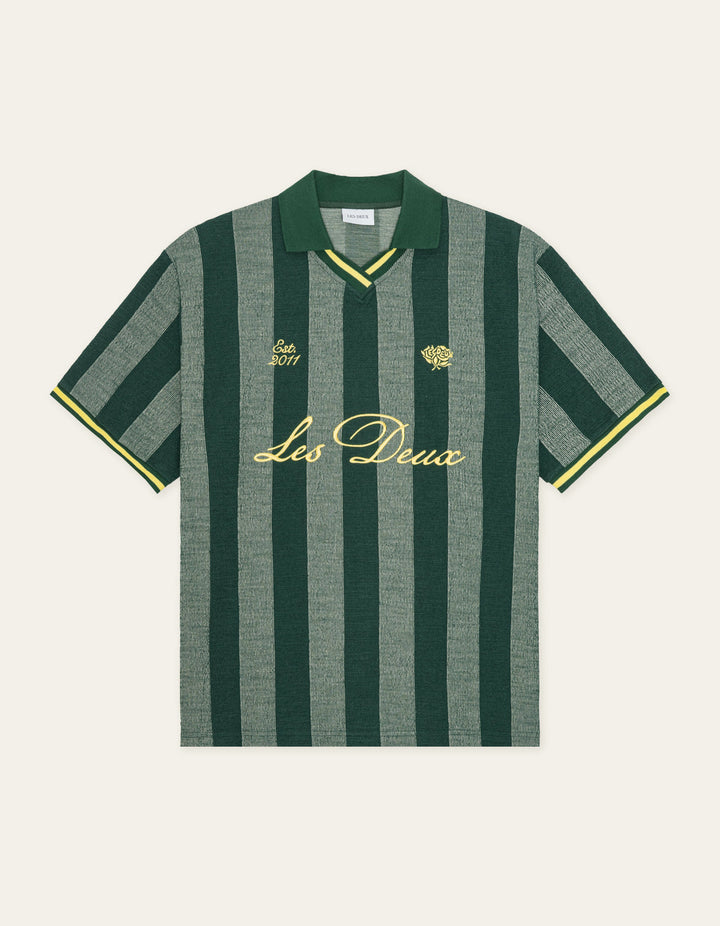 Stripe Jacquard Football Jersey Pine Green – front