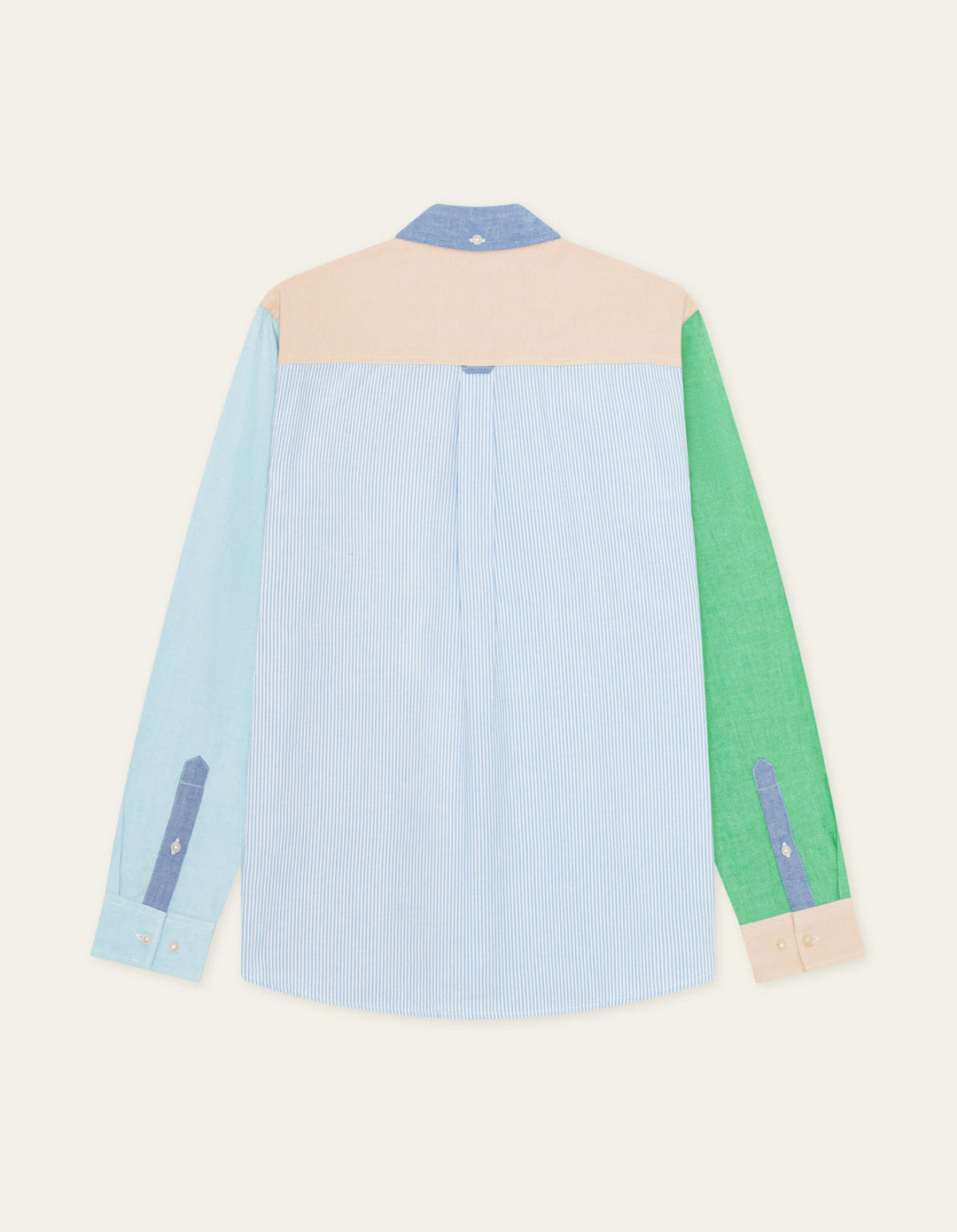 Oxford Patchwork Shirt Skyway Blue – back