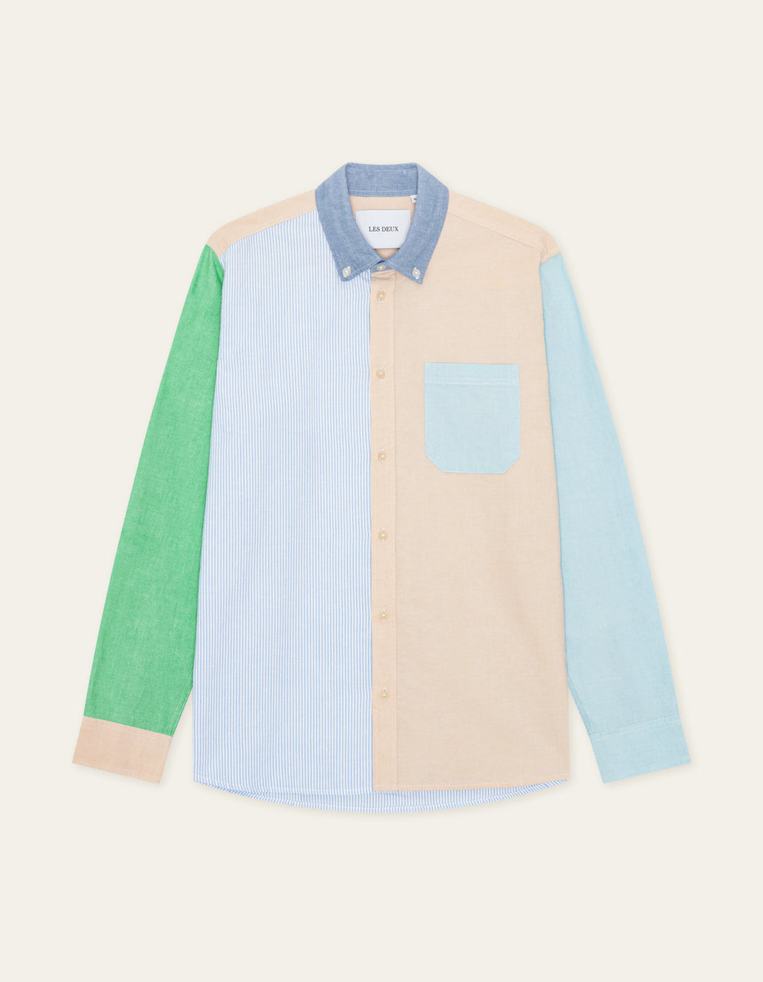 Oxford Patchwork Shirt Skyway Blue – front