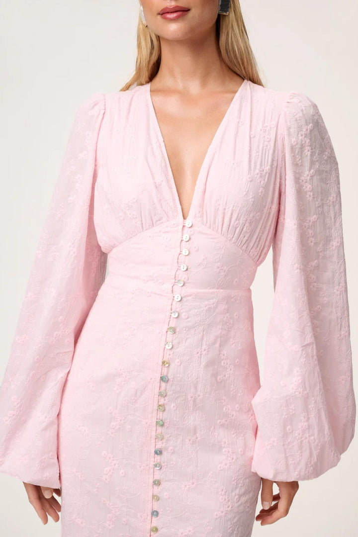 Positano Dress- Pink Embroidery