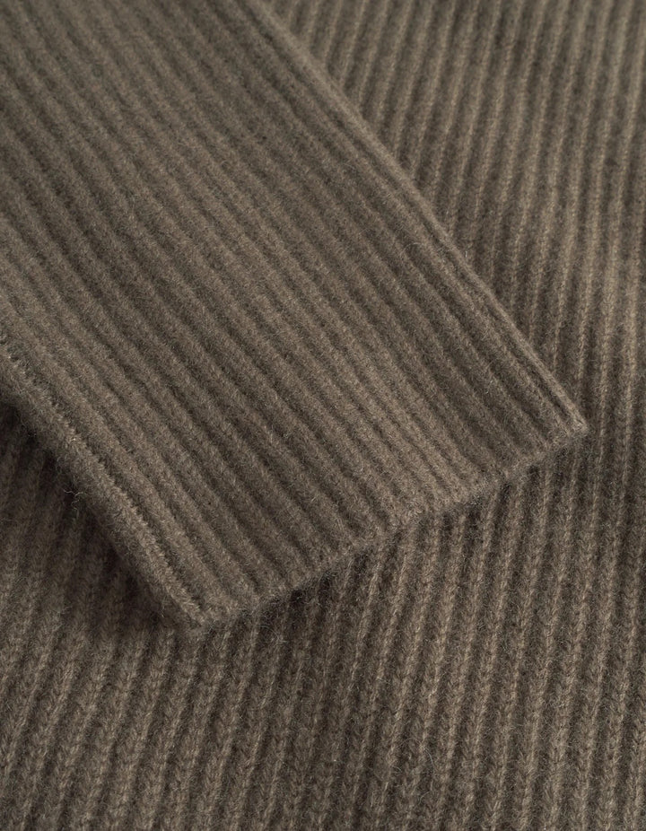Eddie Wool Rib Rollneck Knit Teak Brown