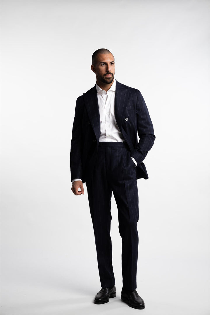 Prato Flannel Trousers Pinstripe Navy