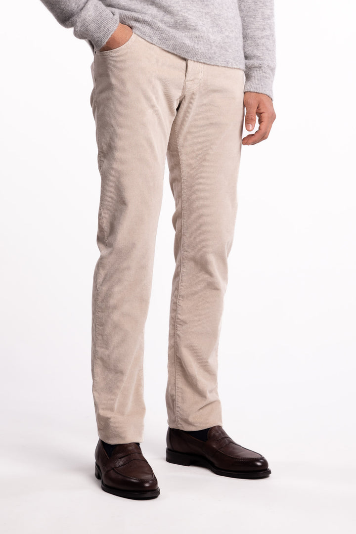 Nick Slim Fit Corduroy Trousers Light Grey