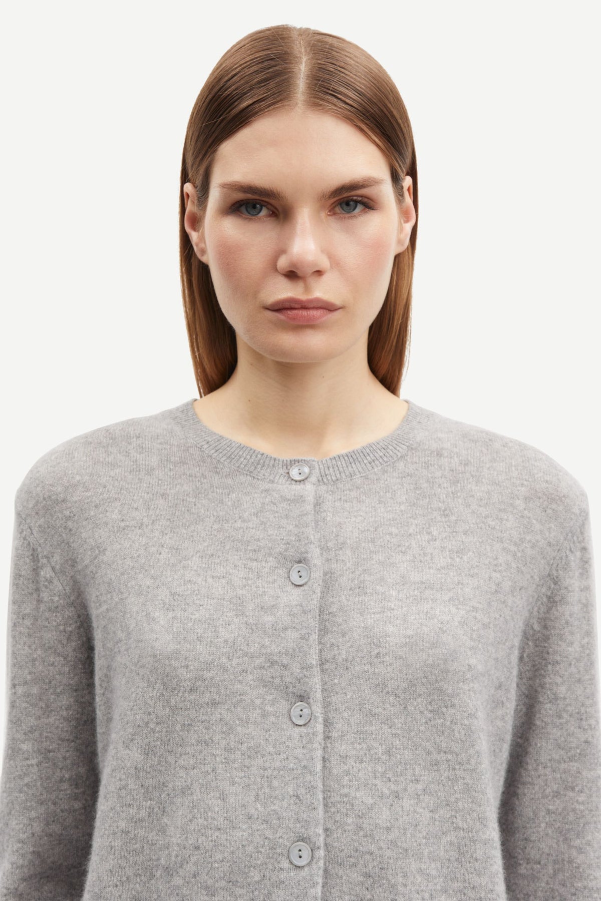 Saboston Cardigan 6304 Grey mel. - modell sidevisning