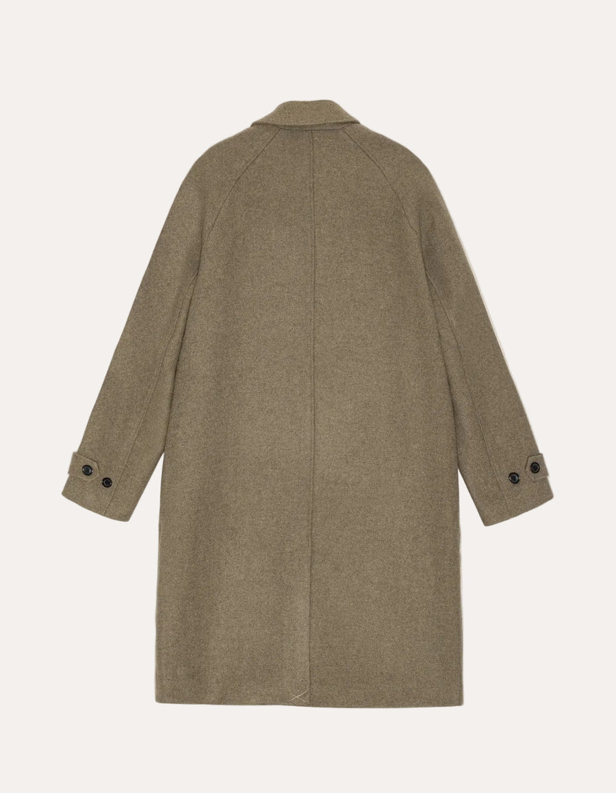 Solid Wool Coat Dark Sand Melange - packshot rygg