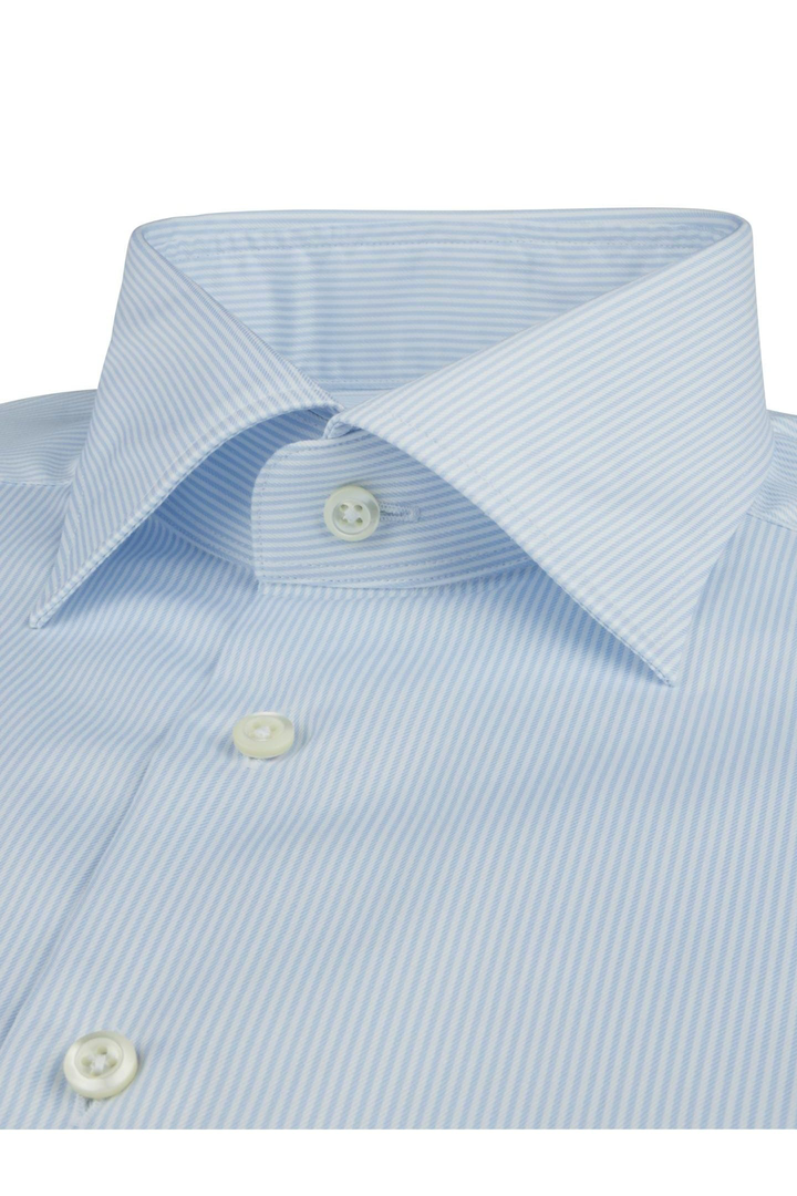 Slimline Striped Twill Shirt Light Blue