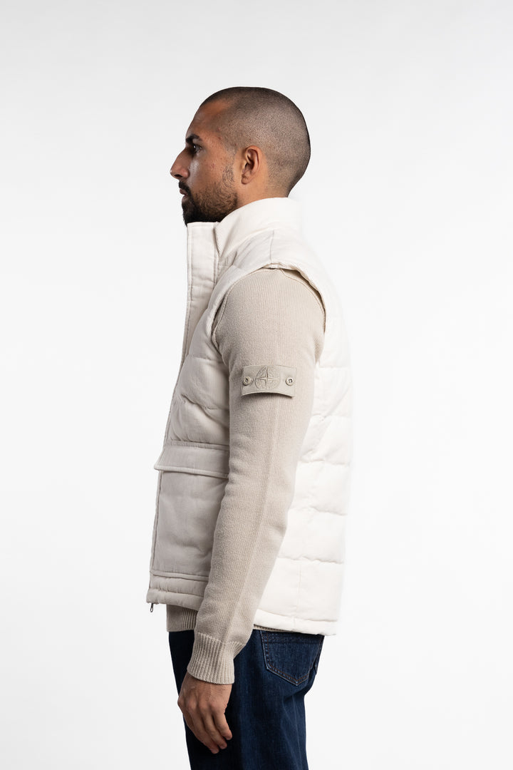 Vest Zip Corduroy Cotton Off-White