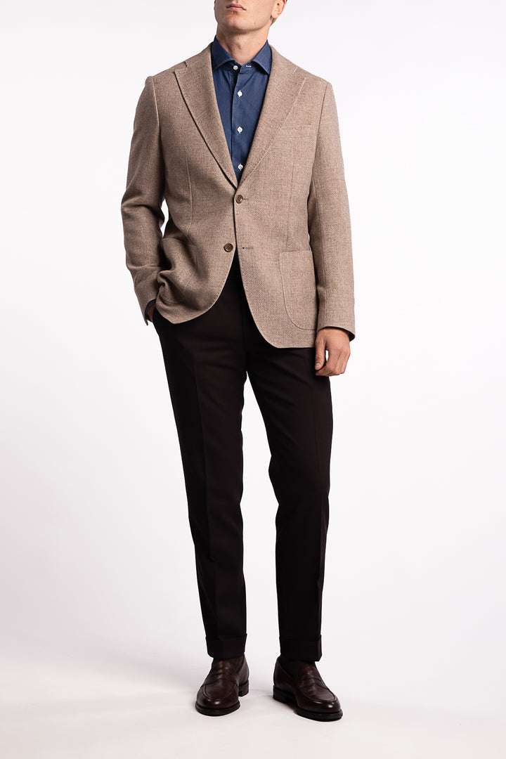Savino Slim Fit Cotton/Wool Blazer Beige
