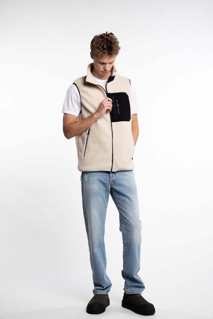 Bowman Pile Zip Vest Ivory