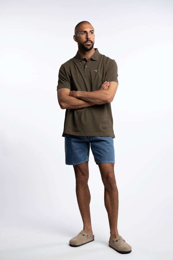 Tartan Pique Polo Shirt Olive
