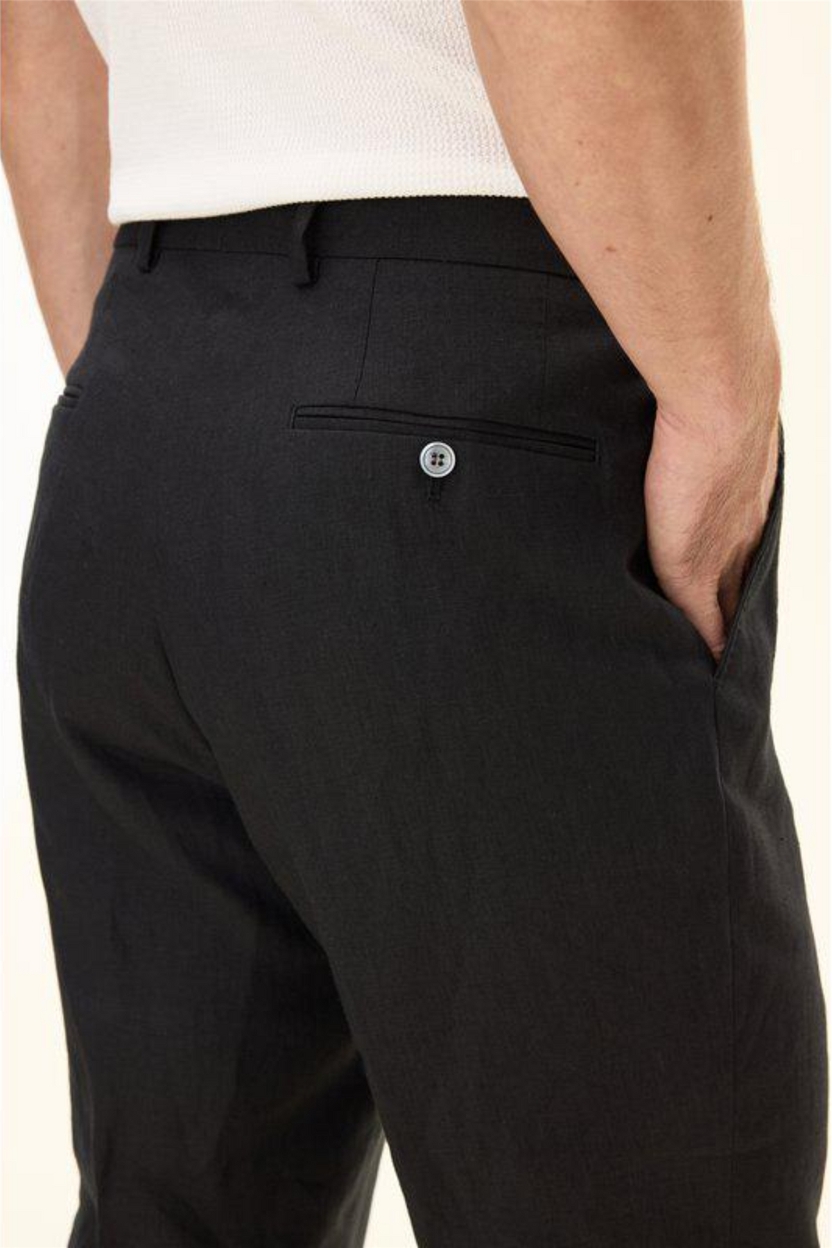 Del S Linen Trousers Black