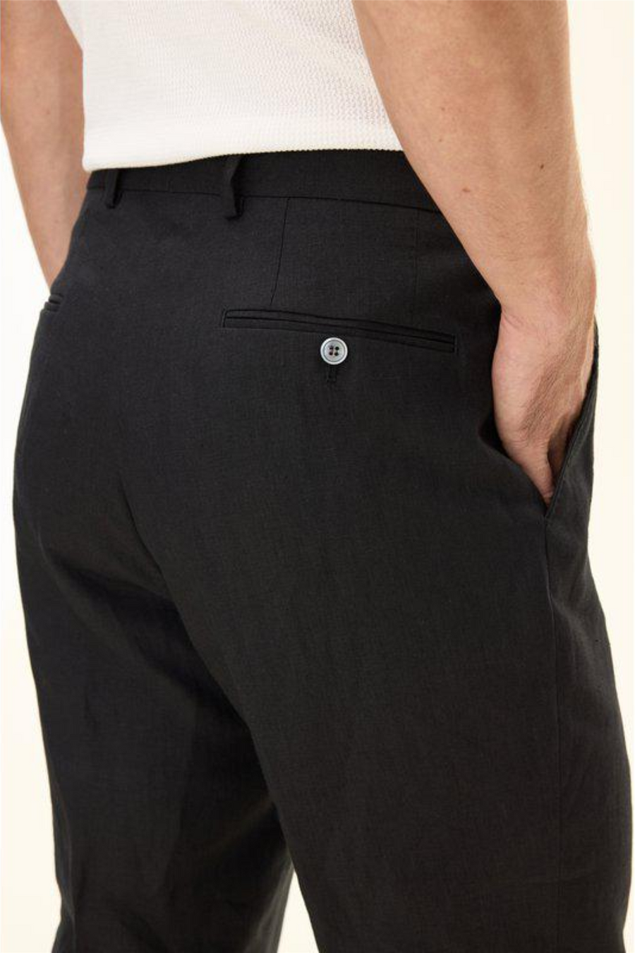 Del S Linen Trousers Black