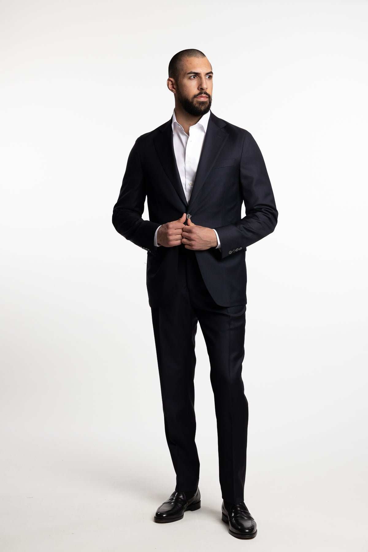 Palermo Slim Fit Wool Trousers Ink Blue
