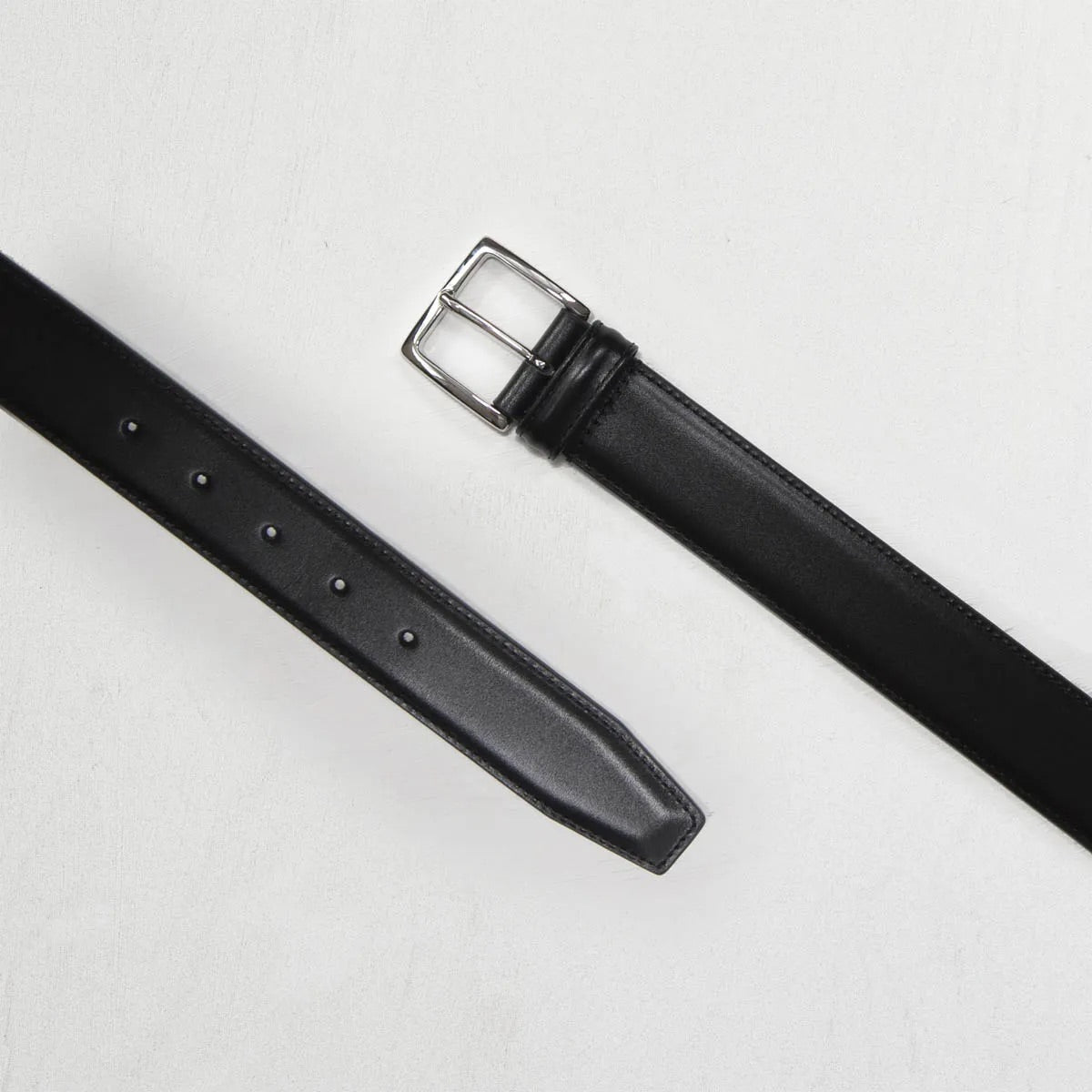 Classic Stitched Leather Belt Black 3,5 cm