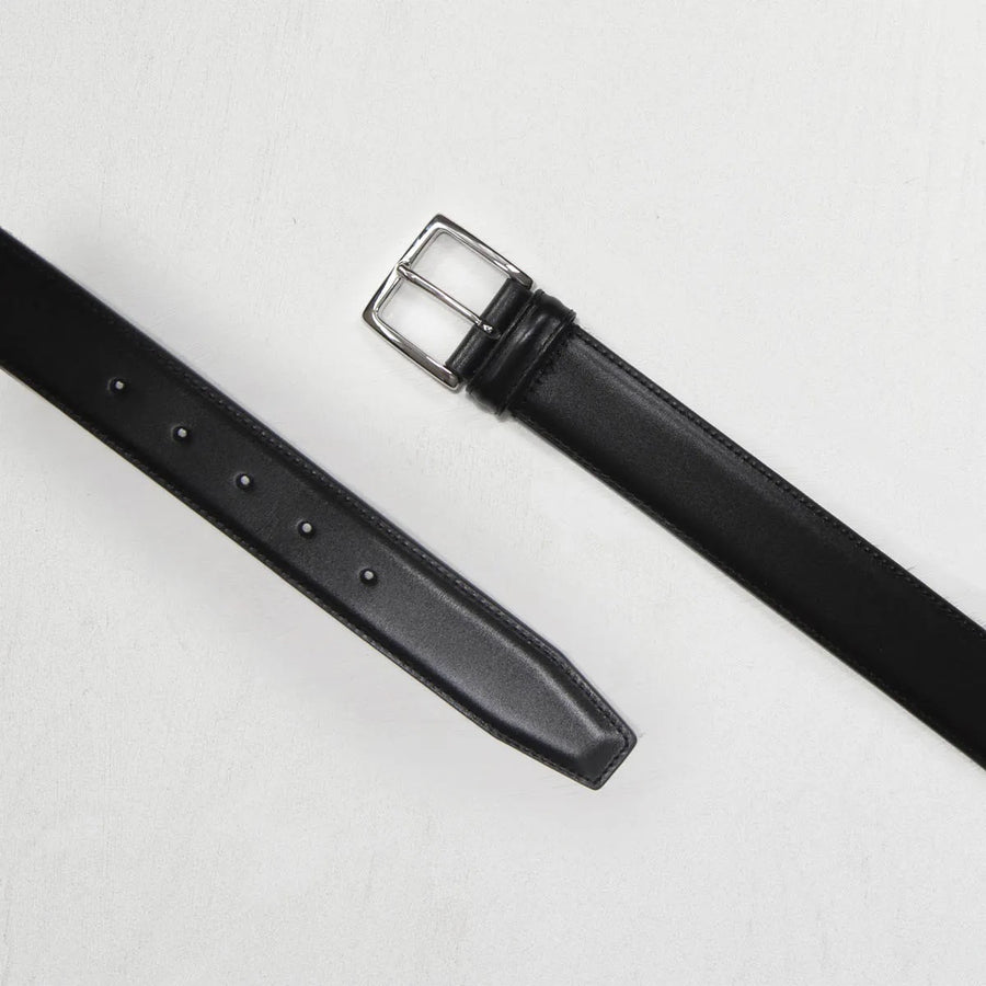 Classic Stitched Leather Belt Black 3,5 cm