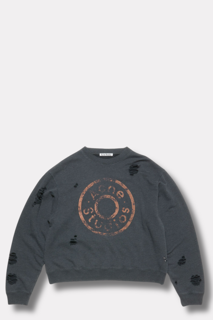 Sweater Printed Logo Black Melange