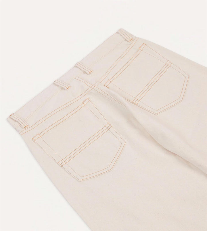 12.7oz Selvedge Denim Contrast Stitch Five-Pocket Jeans Ecru