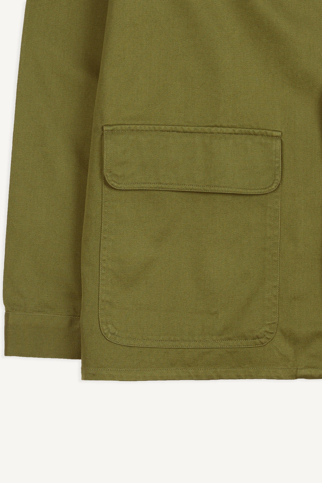 Cotton Twill Three-Pocket Overshirt Green