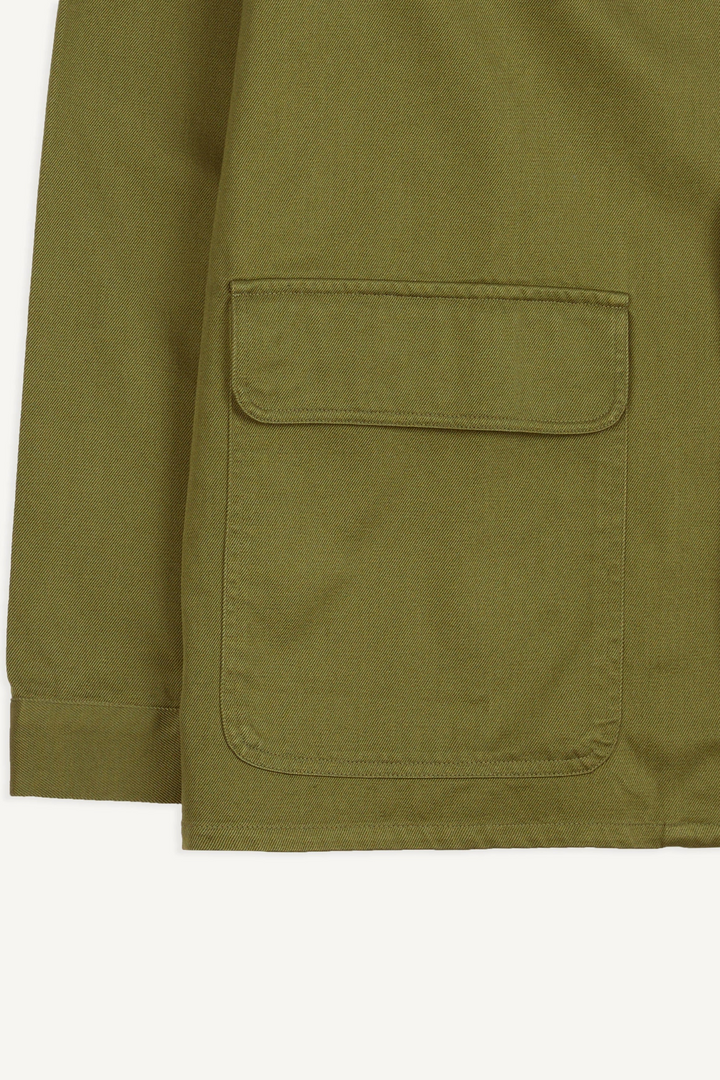 Cotton Twill Three-Pocket Overshirt Green
