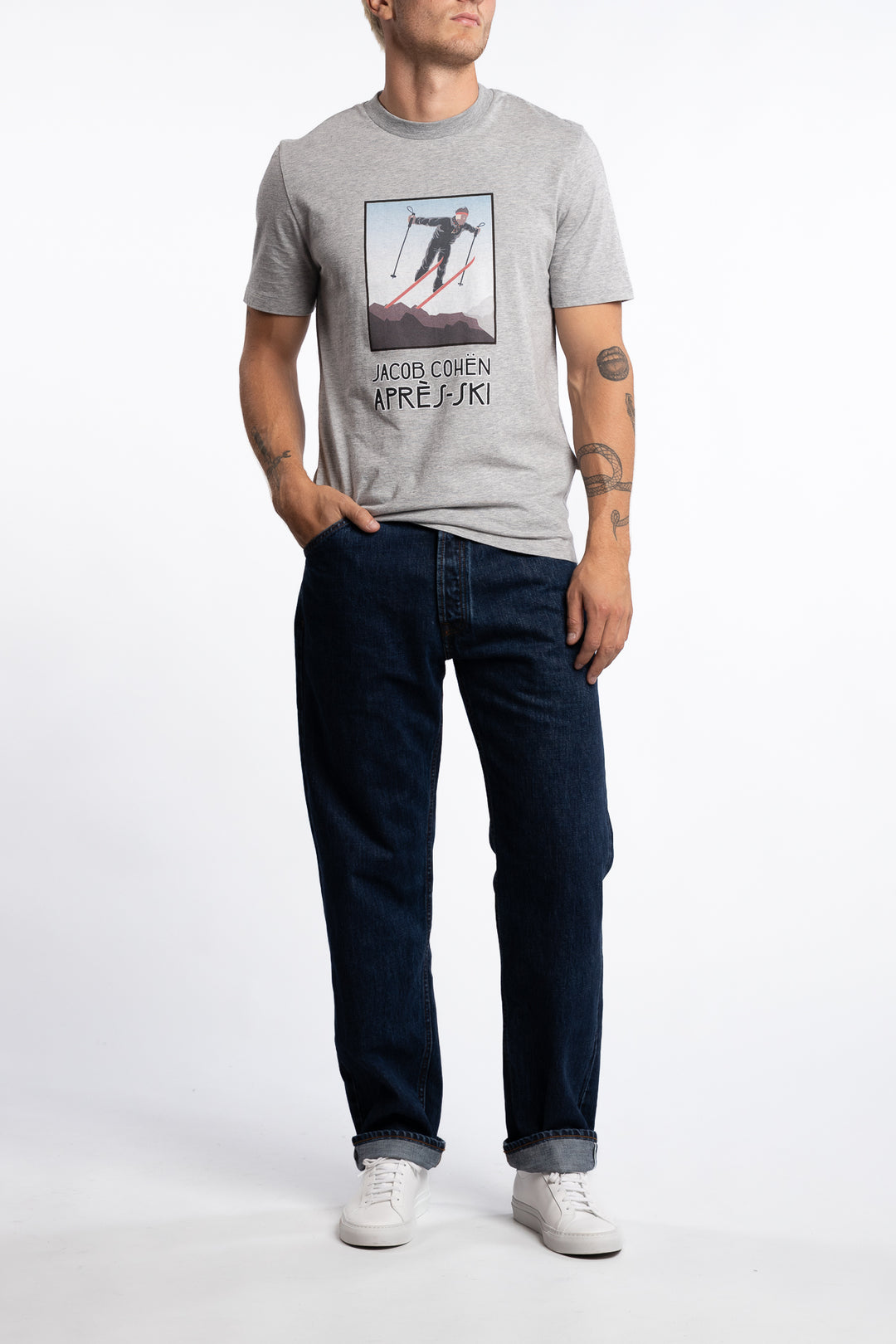 T-Shirt Collo Costina Mel. Medium Grey