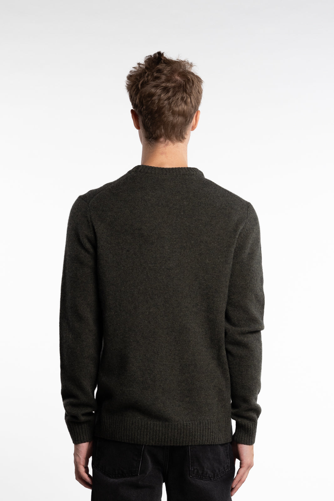 Lambswool O-Neck Knit Army Melange