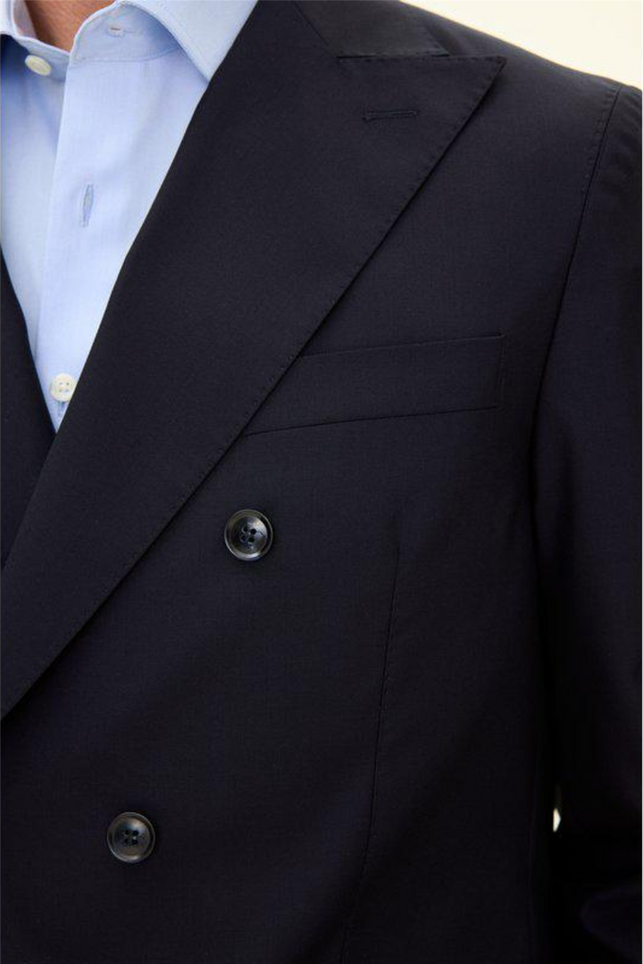 Farris Regular Fit Double Breasted Wool Blazer Navy
