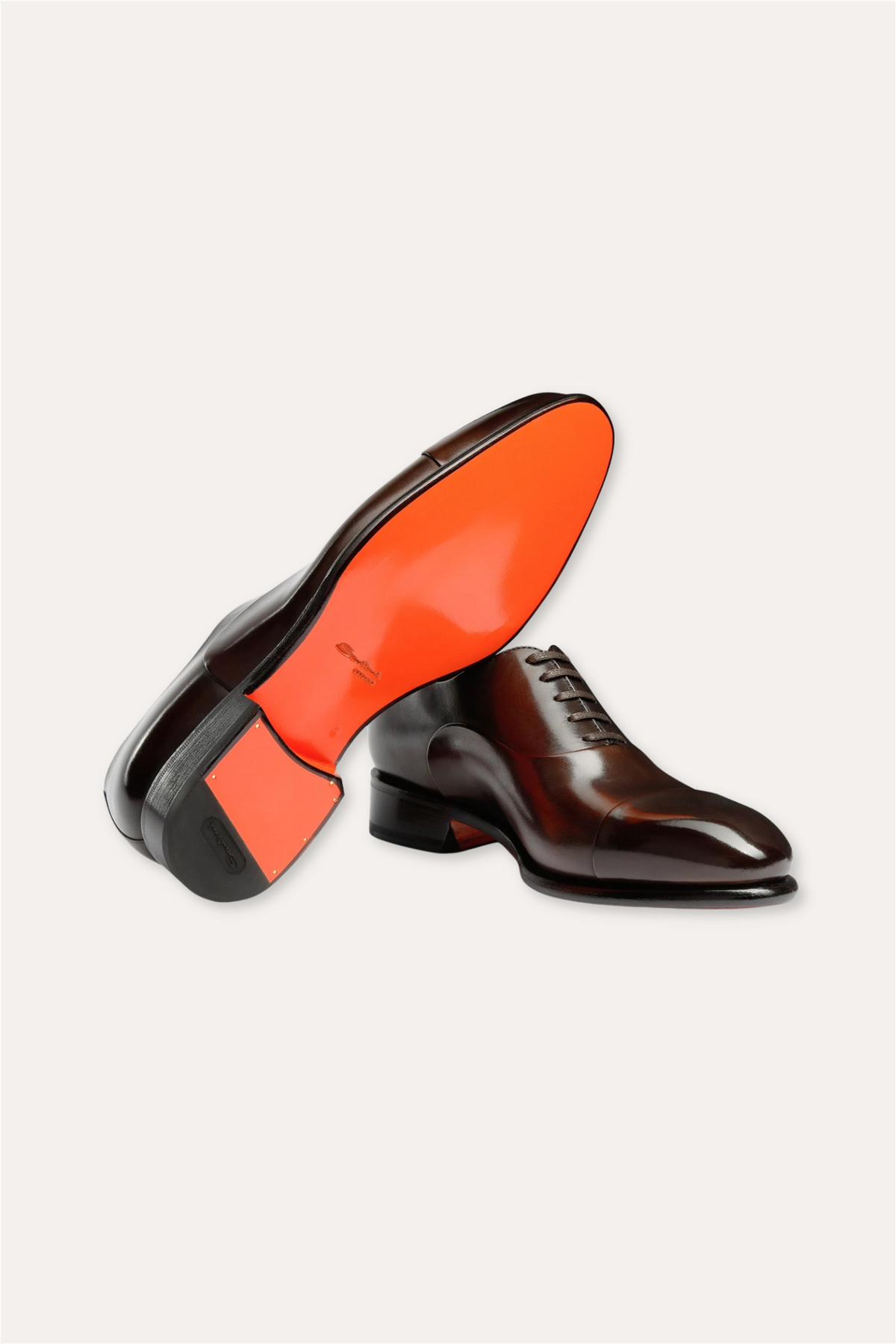 Isaac Polished Leather Oxford Shoe Dark Brown