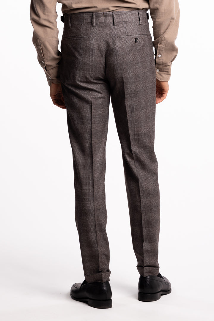 Retrolong Virgin Wool Natural Stretch Checkered Brown